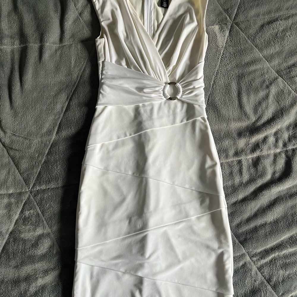 White House Black Market Beige White Mini Dress